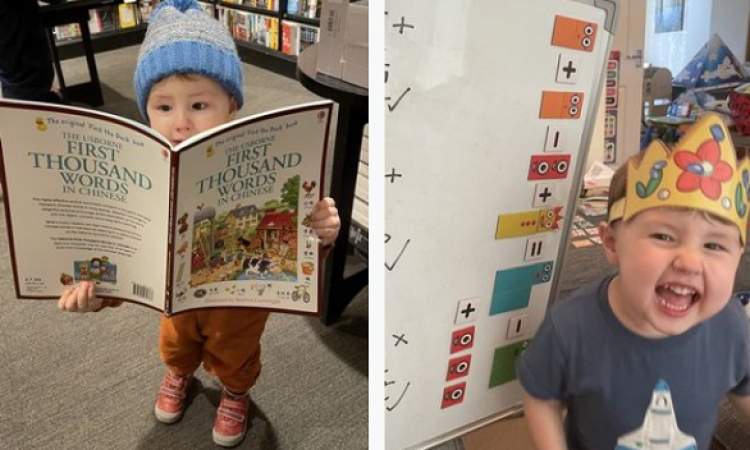 طفل يبلغ من العمر 3 سنوات يقرأ الكتب ويتكلم 6 لغات