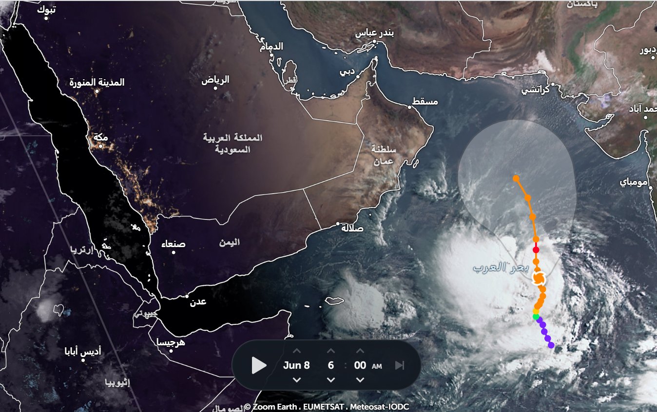 تطورات عاصفة بيبارجوي في مياه اليمن الشرقية